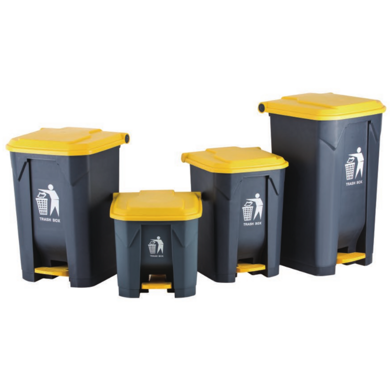 Plastic Bin Grey with Yellow Lid