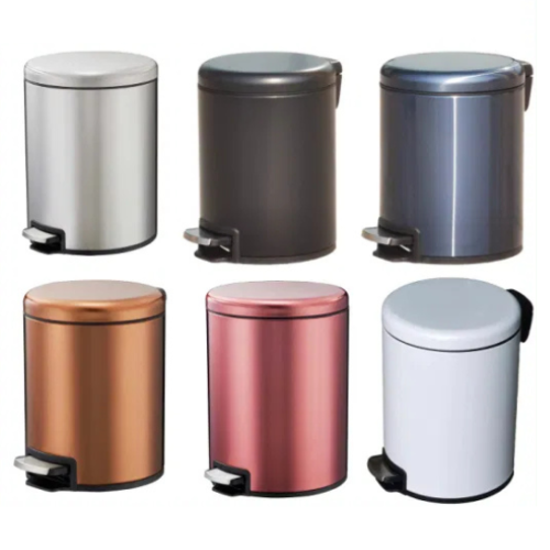 Household Foot Pedal Round Stainless Steel Bedroom Trash Can(1)